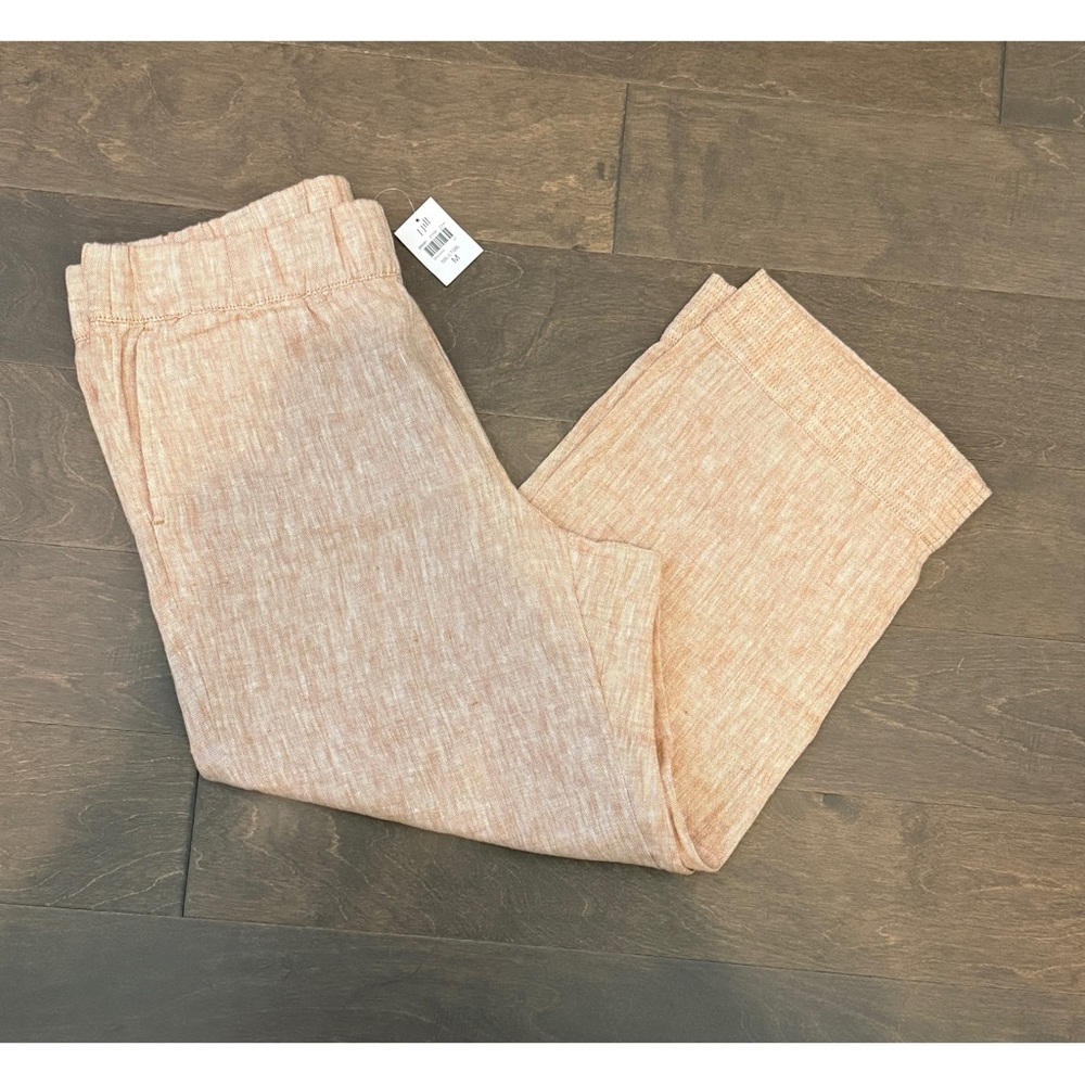 NWT J. Jill Linen Trapunto Stitched Cropped Pants Neutral Color Medium